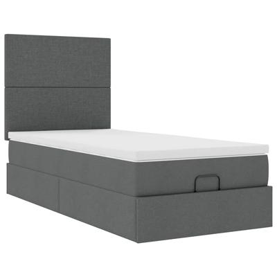 Ottoman bed met matras 80x200cm stof donkergrijs