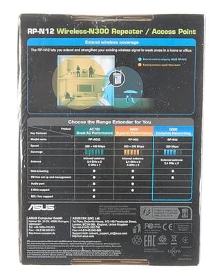 Access point Repeater Asus 90IG01X0-BO2100 N300 10 / 100 Mbps 2 x 2 dBi Wit Zwart - thumbnail