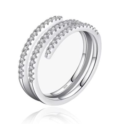 Elenza Sterling .925 Zilveren Dubbele Band Ring met Zirkonia-18mm Elenza Sterling .925 Zilveren Dubbele Band Ring met Zirkonia-18mm