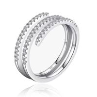 Elenza Sterling .925 Zilveren Dubbele Band Ring met Zirkonia-18mm - thumbnail
