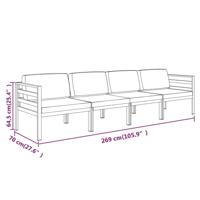4-delige Loungeset met kussens aluminium antracietkleurig - thumbnail