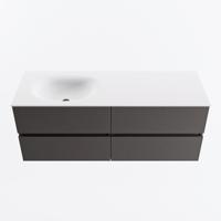 MONDIAZ VICA 130cm badmeubel onderkast Dark Grey 4 lades. Wastafel MOON links 1 kraangat, kleur Talc. - thumbnail