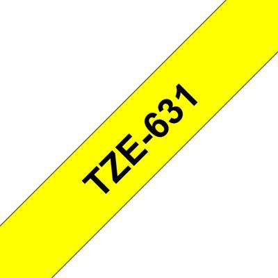 Brother TZe tape voor P-Touch 12 mm, zwart op geel Brother TZe tape voor P-Touch 12 mm, zwart op geel