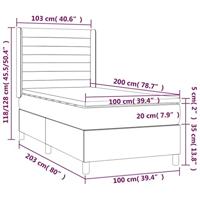 Boxspring met matras stof crèmekleurig 100x200 cm - thumbnail