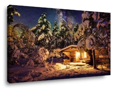 Schilderij Winterlandschap met sterren 80 x 60 cm