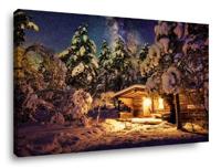 Schilderij Winterlandschap met sterren 80 x 60 cm - thumbnail