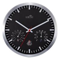 NeXtime ne-90513zw wandklok + weerstation 25cm zwart rc aluminium - thumbnail