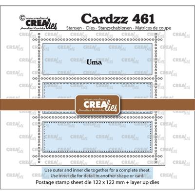 Crealies • cardzz stans vierkant postzegelvel uma met 3 rechthoeken
