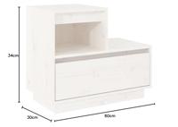 Nachtkastje 60x34x51 cm massief grenenhout wit - thumbnail