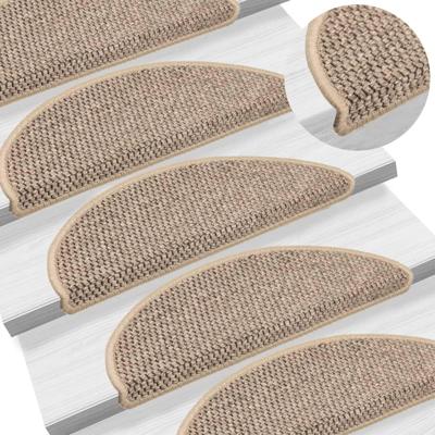 VidaXL Trapmatten zelfklevend 15 st sisal-look 56x17x3 cm donkerbeige VidaXL Trapmatten zelfklevend 15 st sisal-look 56x17x3 cm donkerbeige