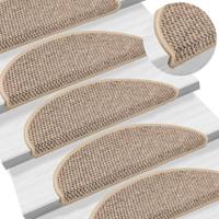 Trapmatten zelfklevend 15 st sisal-look 56x17x3 cm donkerbeige - thumbnail