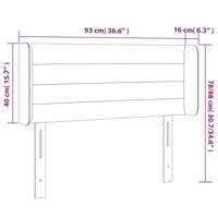 Hoofdbord met randen 93x16x78/88 cm fluweel zwart - thumbnail