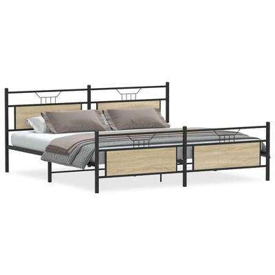 Bedframe zonder matras metaal sonoma eikenkleur 200x200 cm