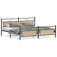 Bedframe zonder matras metaal sonoma eikenkleur 200x200 cm - thumbnail