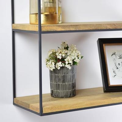 Urban Interiors Wandrek 'Wally' Mangohout en metaal, 45 x 45cm