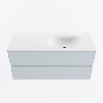 MONDIAZ VICA 110cm badmeubel onderkast Clay 2 lades. Wastafel MOON rechts 1 kraangat, kleur Talc.