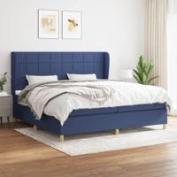 Boxspring met matras stof blauw 200x200 cm - thumbnail