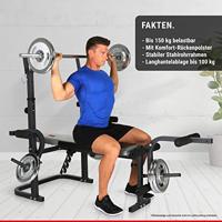 HAMMER Bermuda XT Olympische gewichtstrainingsbank Zwart, Rood, Zilver - thumbnail