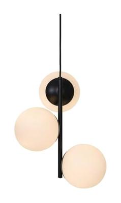 Nordlux HanglampLilly 3-lichts zwart met witte bol - 48603003