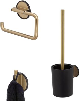 Tiger Tune toilet accessoires 3-delig hangend messing geborsteld/zwart Tiger Tune toilet accessoires 3-delig hangend messing geborsteld/zwart