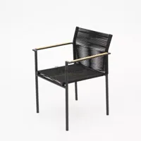 Dining Tuinstoel Jakarta Zwart Touw Aluminium RVS Stoel Buiten Applebee - thumbnail