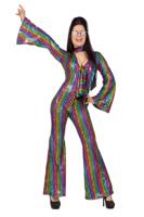 Disco Jumpsuit Rainbow Met Hoofdband - thumbnail