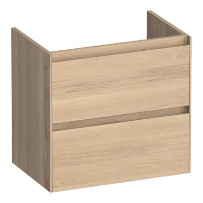 Brauer Inspire - Onderkast Ondiep - 60 cm - met 2 Softclose Lades Greeploos en 1 Sifon Uitsparing - Lamellen Eiken Naturel