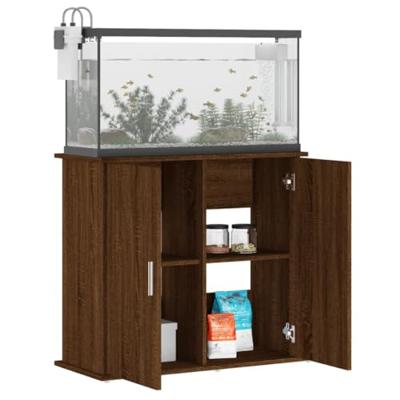 Aquariumstandaard 81x36x73 cm bewerkt hout bruin eikenkleur - thumbnail