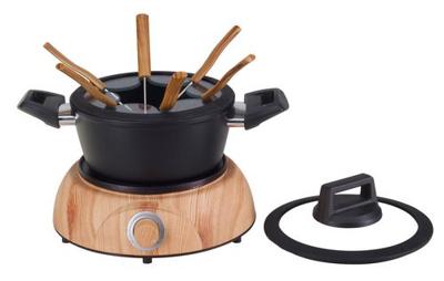 Basic Nouvel wood 6-persoons fondueset zwart/hout