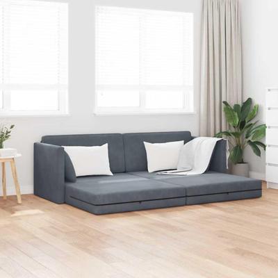 Vloerslaapbank Donkergrijs 213 x 76 x 77 cm Fluweel