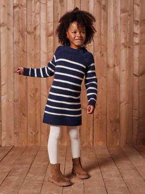 Gestreept jurk in trui voor meisjes marineblauw
