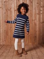 Gestreept jurk in trui voor meisjes marineblauw - thumbnail