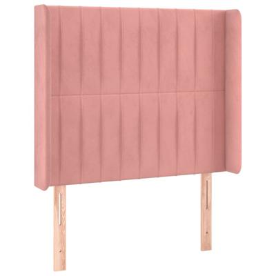 Hoofdbord met randen 83x16x118/128 cm fluweel roze