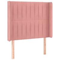 Hoofdbord met randen 83x16x118/128 cm fluweel roze - thumbnail