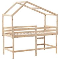 Halfhoogslaper met ladder en bedhuis grenenhout 90x200 cm - thumbnail