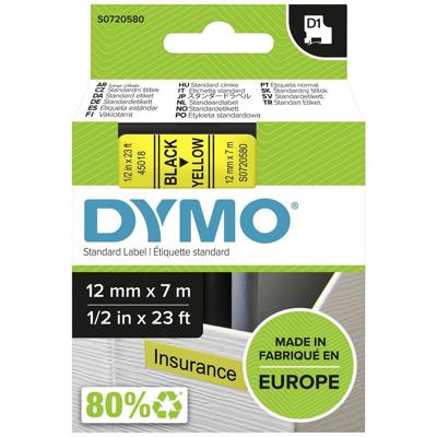 Labeltape dymo labelmanager d1 polyester 12mm geel Labeltape dymo labelmanager d1 polyester 12mm geel