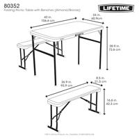 Tafel met stoelen Lifetime Crème 106 x 61 x 74 cm - thumbnail