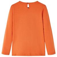 Kindershirt met lange mouwen bloemenprint 92 oranjebruin - thumbnail