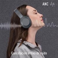 Elbe ABT-A10-G Bluetooth 5.1 hoofdtelefoon met actieve ruisonderdrukking, met microfoon, 10 uur afspelen, grijs - thumbnail