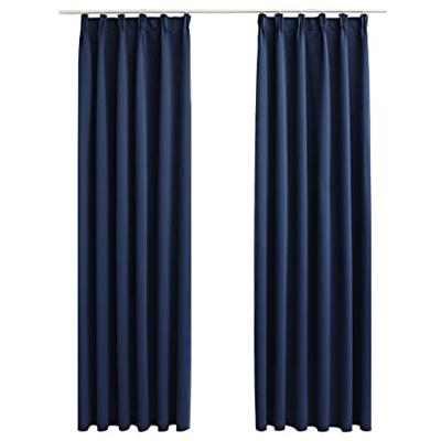 VidaXL Gordijnen verduisterend met haken 2 st 140x245 cm blauw VidaXL Gordijnen verduisterend met haken 2 st 140x245 cm blauw