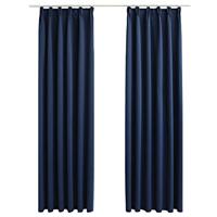 VidaXL Gordijnen verduisterend met haken 2 st 140x245 cm blauw - thumbnail