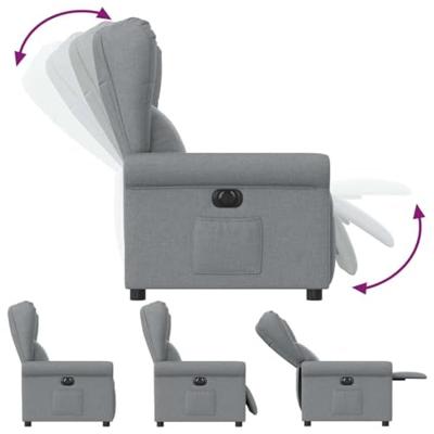 Fauteuil elektrisch verstelbaar stof lichtgrijs