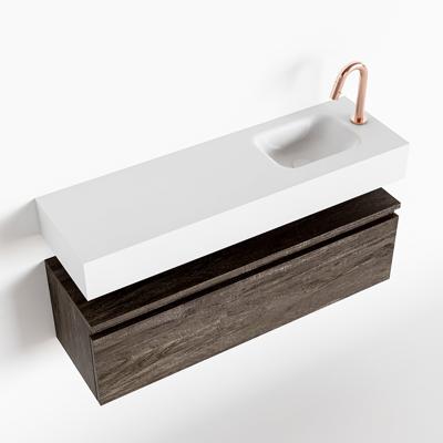 MONDIAZ ANDOR 100cm toiletmeubel dark brown. LEX 100cm wastafel talc rechts 1 kraangat MONDIAZ ANDOR 100cm toiletmeubel dark brown. LEX 100cm wastafel talc rechts 1 kraangat