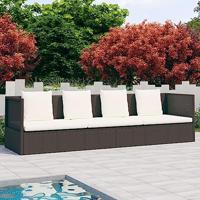 VidaXL Tuinbed met kussens poly rattan bruin - thumbnail