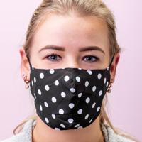 Zwart Met Wit Gestipt Mondkapje - thumbnail