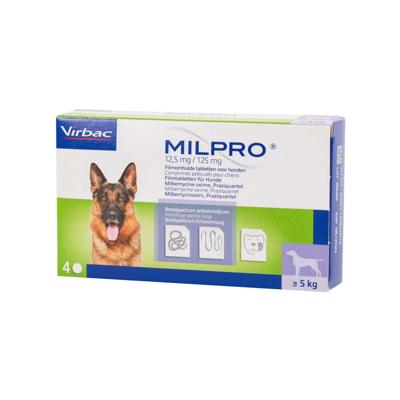 Virbac Milpro Grote hond 4 tabletten Virbac Milpro Grote hond 4 tabletten