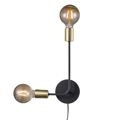 Wandlamp zwart goud Nordlux &apos;Josefine&apos; met stekker wandlamp 2xE27