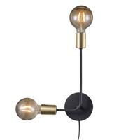 Wandlamp zwart goud Nordlux &apos;Josefine&apos; met stekker wandlamp 2xE27 - thumbnail