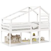 Hoogslaper met dak massief grenenhout wit 80x200 cm - thumbnail