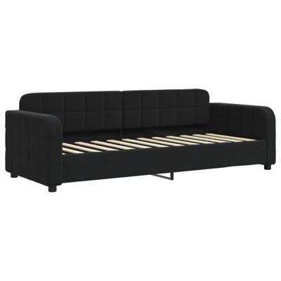 Slaapbank met onderschuifbed 80x200 cm fluweel zwart